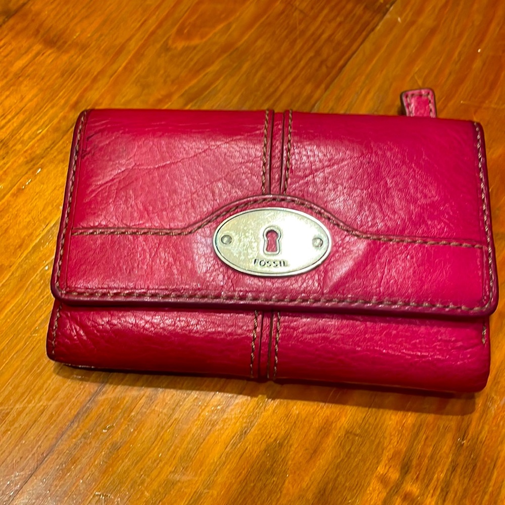 Fossil red leather wallet